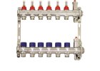 Stainless steel manifold for underfloor circuits